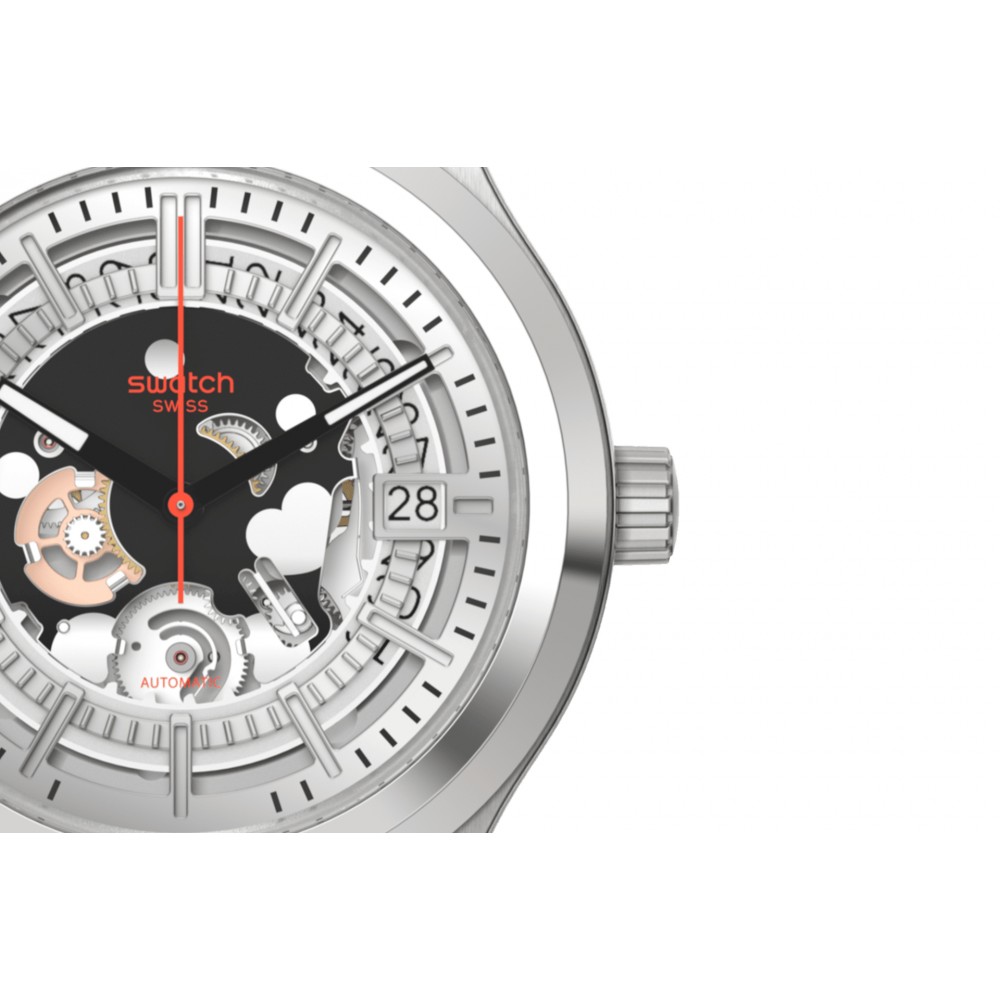  SWATCH SISTEM THROUGH AGAIN Automatic Ρολόι Ανδρικό Μαύρο Καουτσούκ Λουράκι YIS431