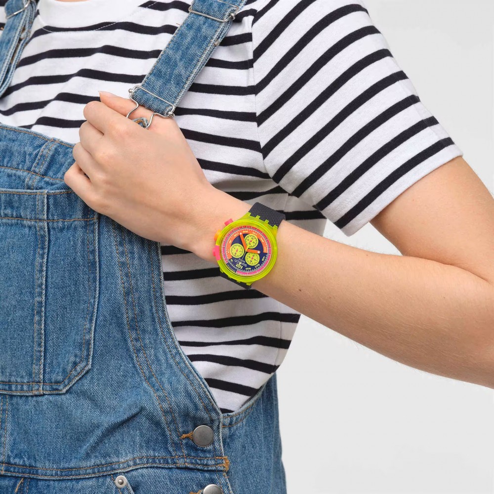SWATCH SWATCH NEON TO THE MAX Ρολό Unisex Μπλε Λουράκι Βιολογικής προέλυεσης SB06J100