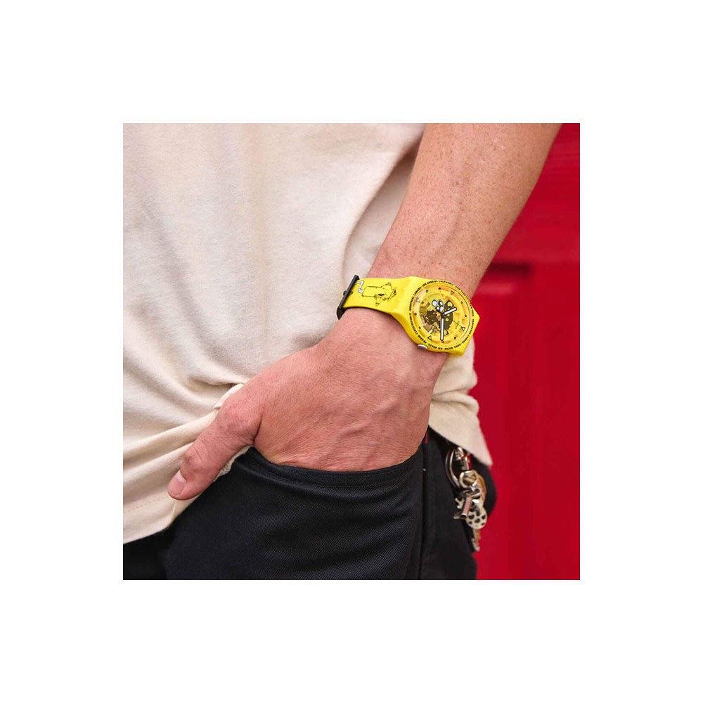 SWATCH TIME WITH ANDY ANDERSON Ρολόι Κίτρινο Λουράκι Σιλικόνης SO29J101