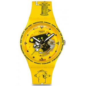 SWATCH TIME WITH ANDY ANDERSON Ρολόι Κίτρινο Λουράκι Σιλικόνης SO29J101