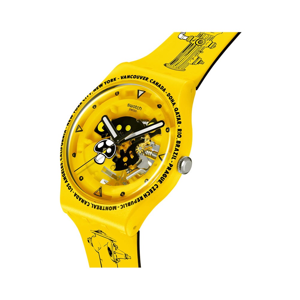 SWATCH TIME WITH ANDY ANDERSON Ρολόι Κίτρινο Λουράκι Σιλικόνης SO29J101