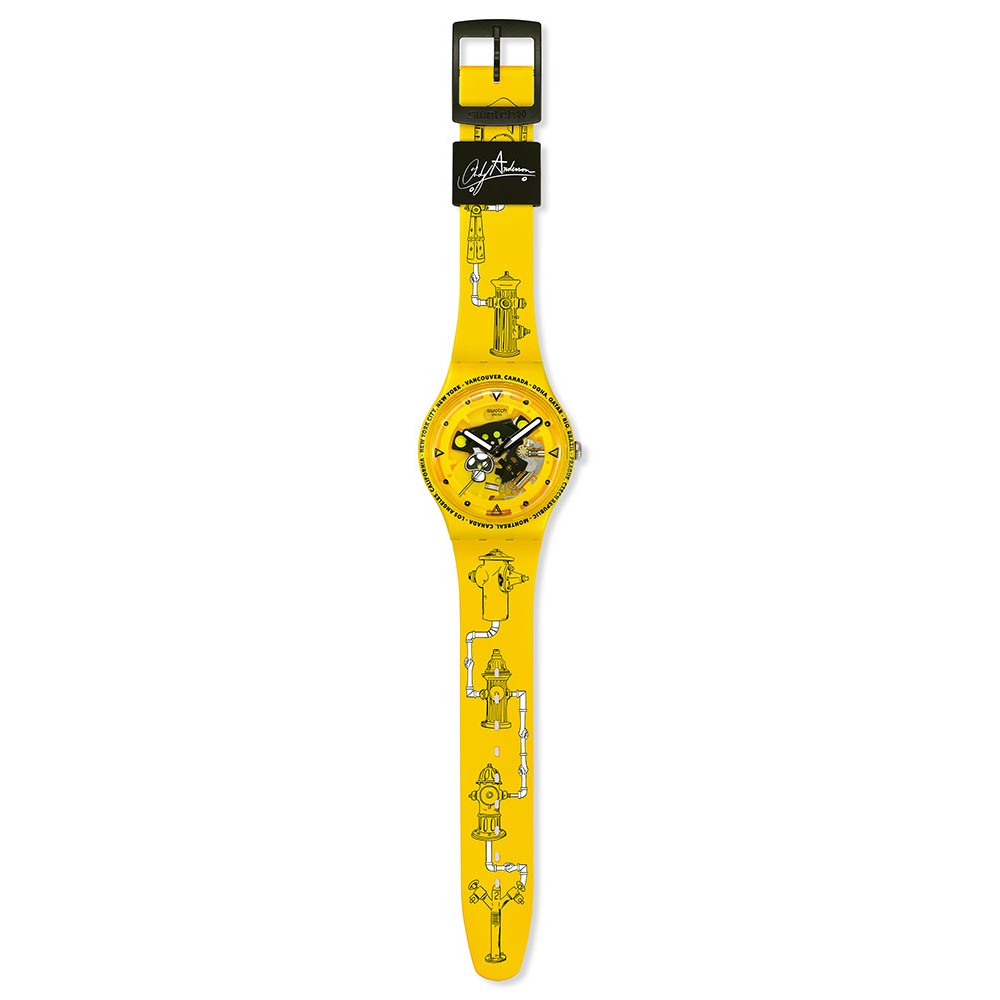 SWATCH TIME WITH ANDY ANDERSON Ρολόι Κίτρινο Λουράκι Σιλικόνης SO29J101