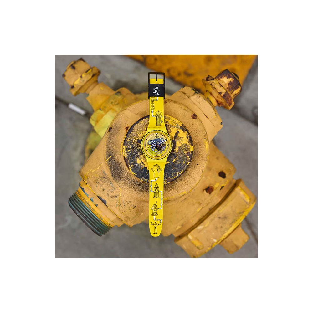 SWATCH TIME WITH ANDY ANDERSON Ρολόι Κίτρινο Λουράκι Σιλικόνης SO29J101
