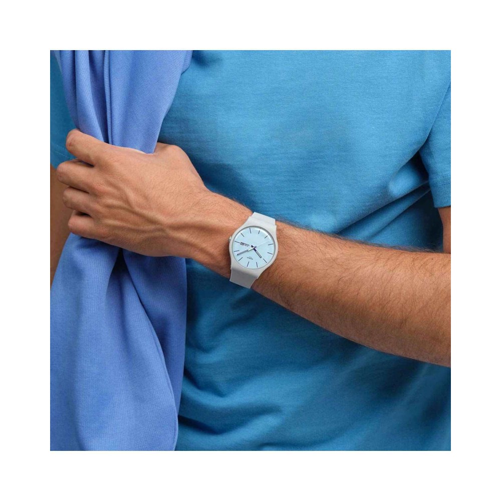 SWATCH BLUEBERRY  SKY Unisex Ρολόι Γκρι Λουράκι Σιλικόνης SO29M702
