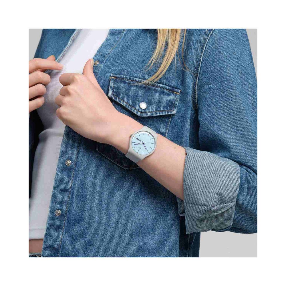 SWATCH BLUEBERRY  SKY Unisex Ρολόι Γκρι Λουράκι Σιλικόνης SO29M702