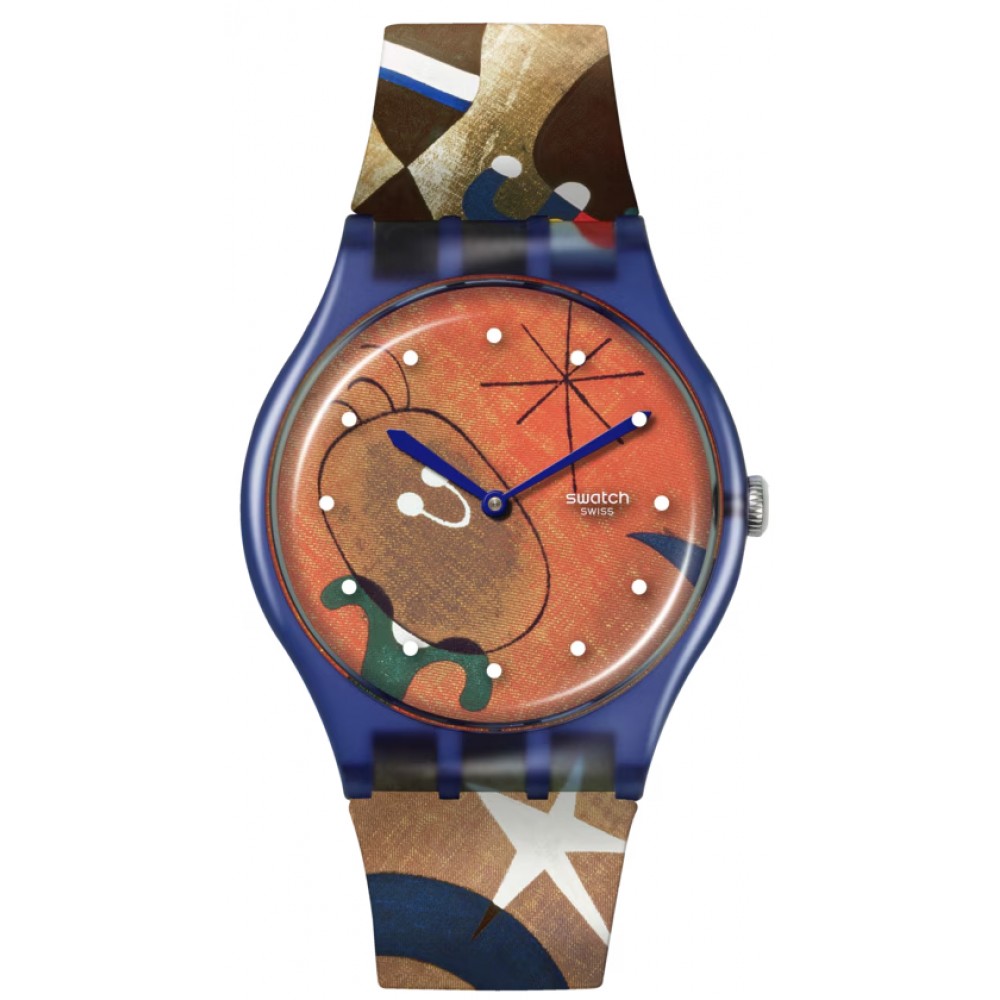SWATCH MIRO'S WOMEN & BIRD IN THE MOONLIGHT Ρολόι Πολύχρωμο Λουράκι Σιλικόνης SO29Z136