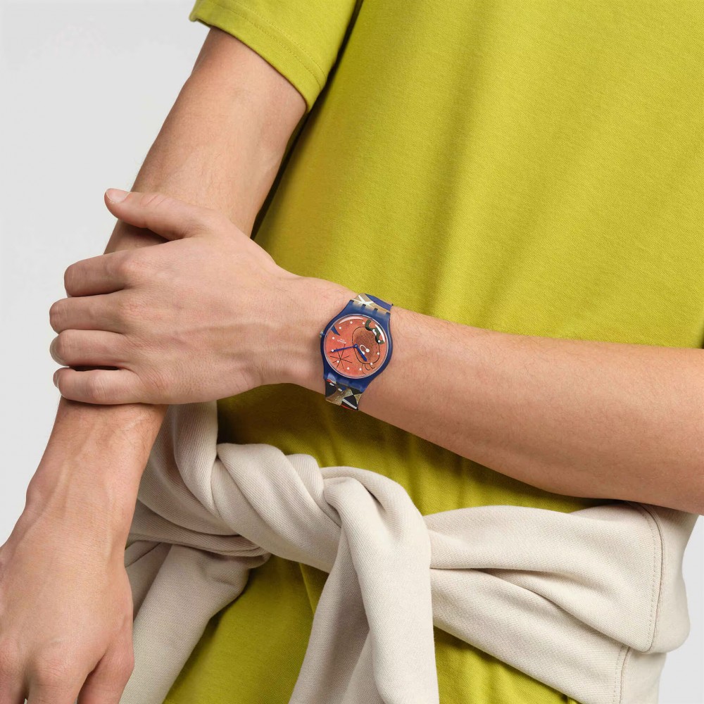 SWATCH MIRO'S WOMEN & BIRD IN THE MOONLIGHT Ρολόι Πολύχρωμο Λουράκι Σιλικόνης SO29Z136