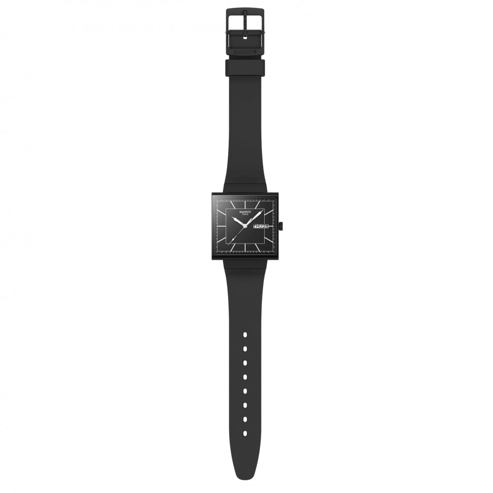 SWATCH WHAT IF…BLACKAGAIN? Ρολόι Unisex Μαύρο Βιολογικής Προέλευσης λουράκι SO34B701