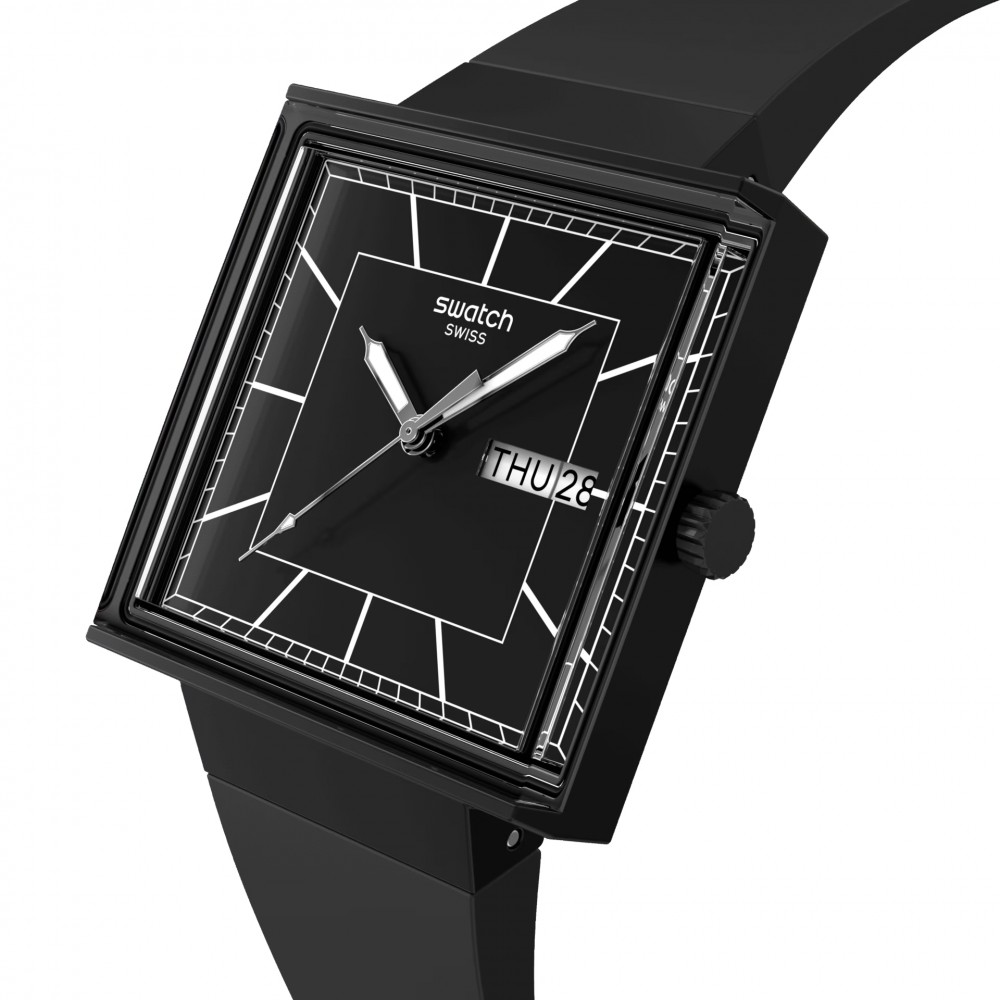 SWATCH WHAT IF…BLACKAGAIN? Ρολόι Unisex Μαύρο Βιολογικής Προέλευσης λουράκι SO34B701