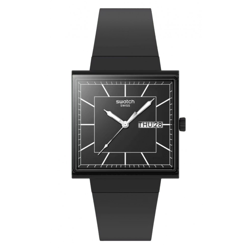 SWATCH WHAT IF…BLACKAGAIN? Ρολόι Unisex Μαύρο Βιολογικής Προέλευσης λουράκι SO34B701