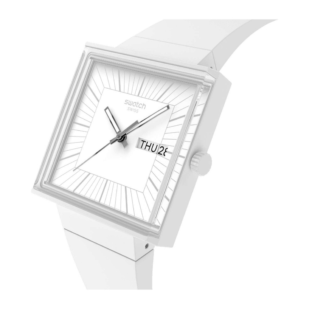 SWATCH WHAT IF…ALLWHITE? Ρολόι Unisex Λευκό Βιολογικής Προέλευσης λουράκι SO34W700