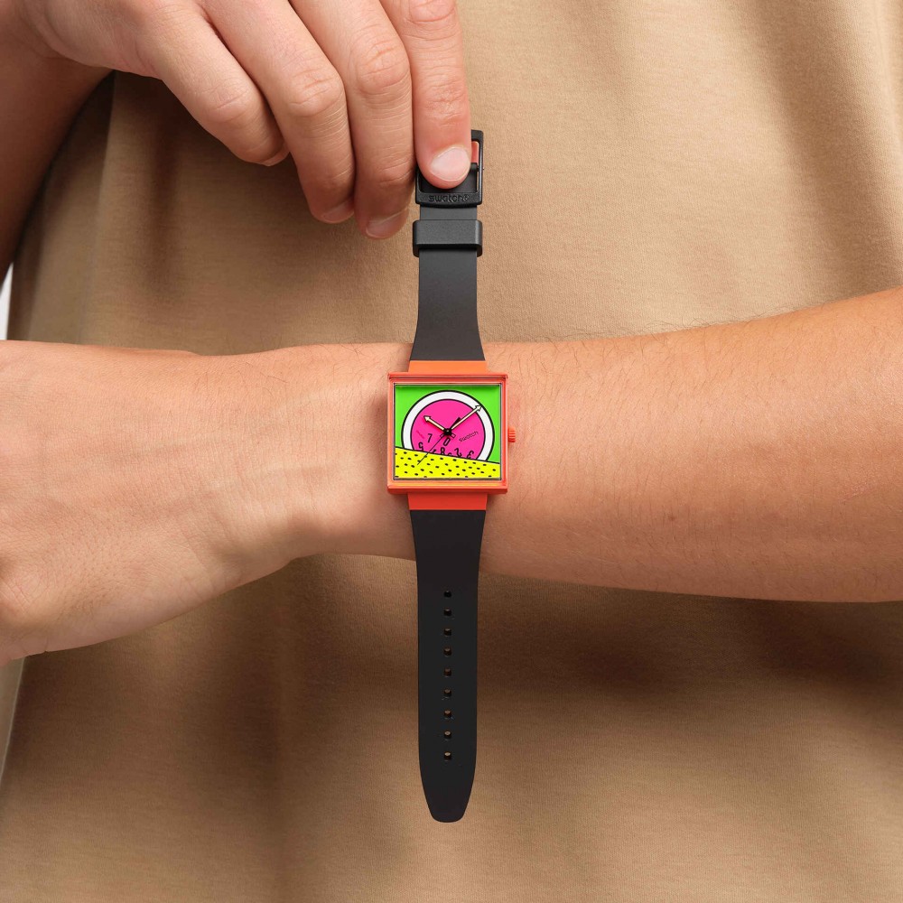 SWATCH BREAK TIME Ρολόι Unisex Μαύρο Βιολογικής Προέλευσης λουράκι SO34Z101