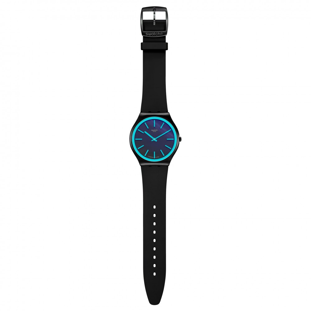  SWATCH OBSIDIAN SHIMMER Unisex  Ρολόι Μαύρο Καουτσούκ Λουράκι SS07B111