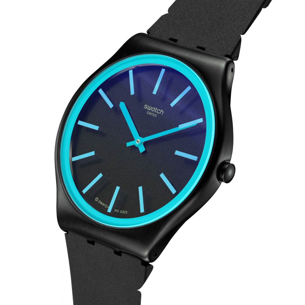  SWATCH OBSIDIAN SHIMMER Unisex  Ρολόι Μαύρο Καουτσούκ Λουράκι SS07B111
