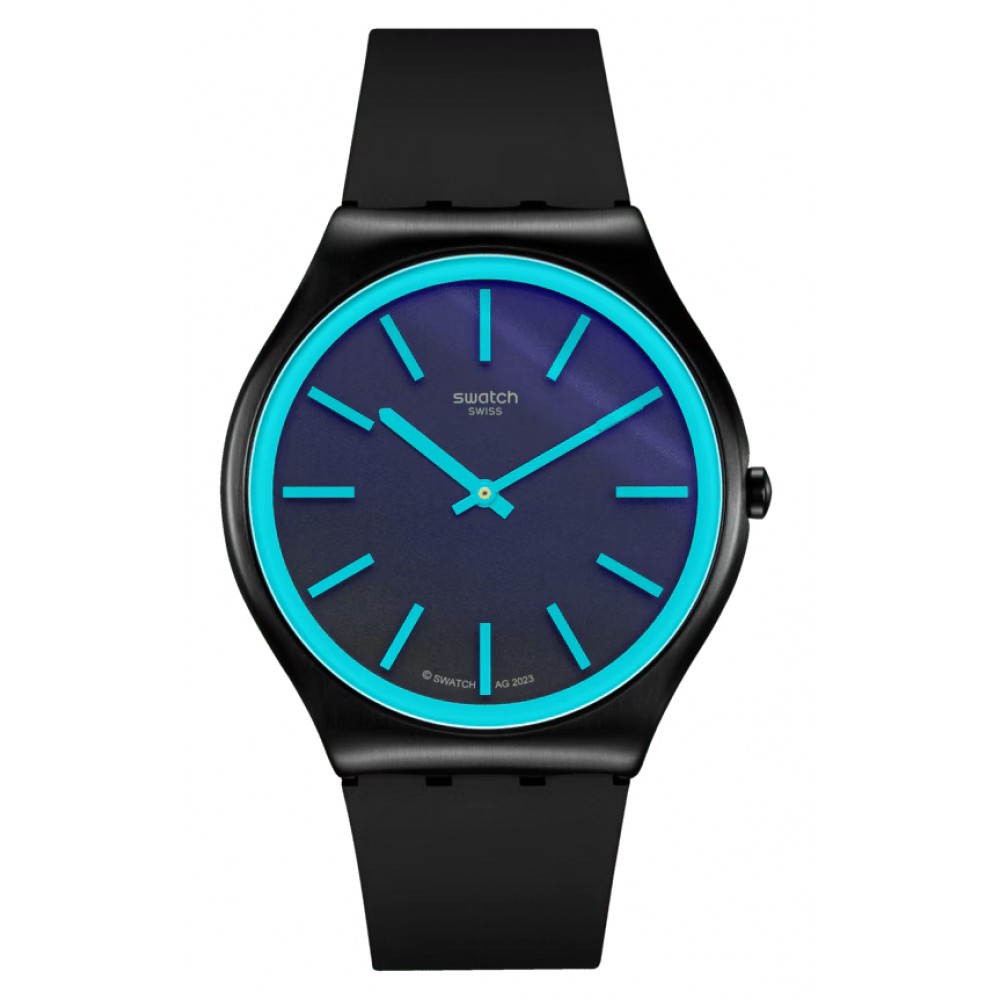  SWATCH OBSIDIAN SHIMMER Unisex  Ρολόι Μαύρο Καουτσούκ Λουράκι SS07B111