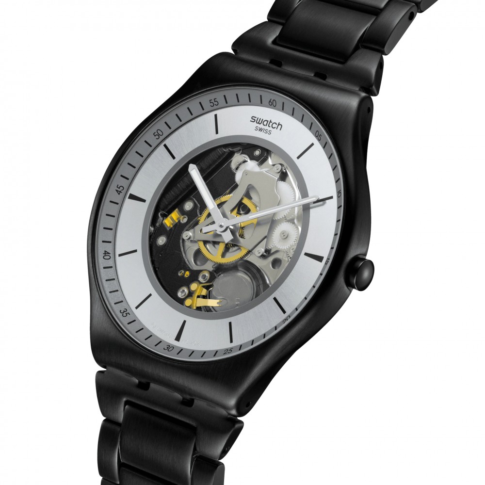 SWATCH TRAIN THE HANDS Ρολόι Unisex Μαύρο ανοξείδωτο ατσάλι μπρασελέ SS07B113G