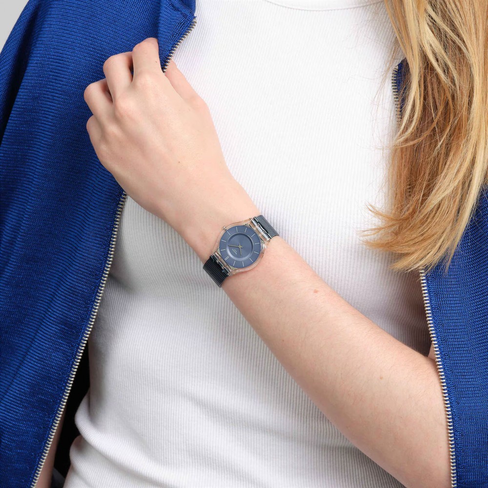 SWATCH COOL SKIES Μπλε Ανοξείδωτο Ατσάλι  μπρασελέ SS08K120M