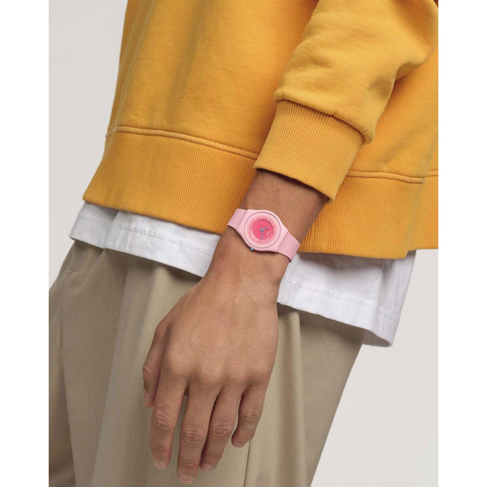 SWATCH RADIANTLY PINK Ρολόι Ροζ Λουράκι Σιλικόνης SS08P110