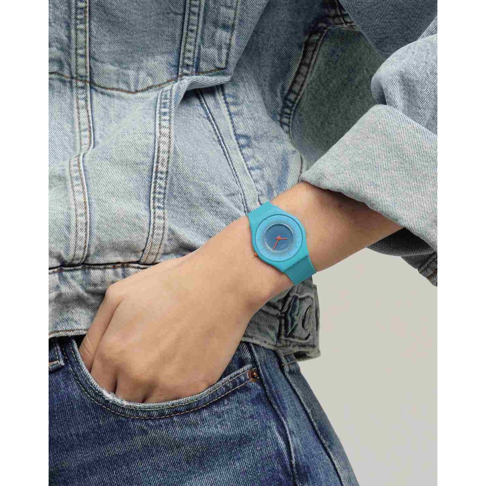 SWATCH RADIANTLY TEAL Ρολόι Τιρκουάζ Λουράκι Σιλικόνης SS08N114