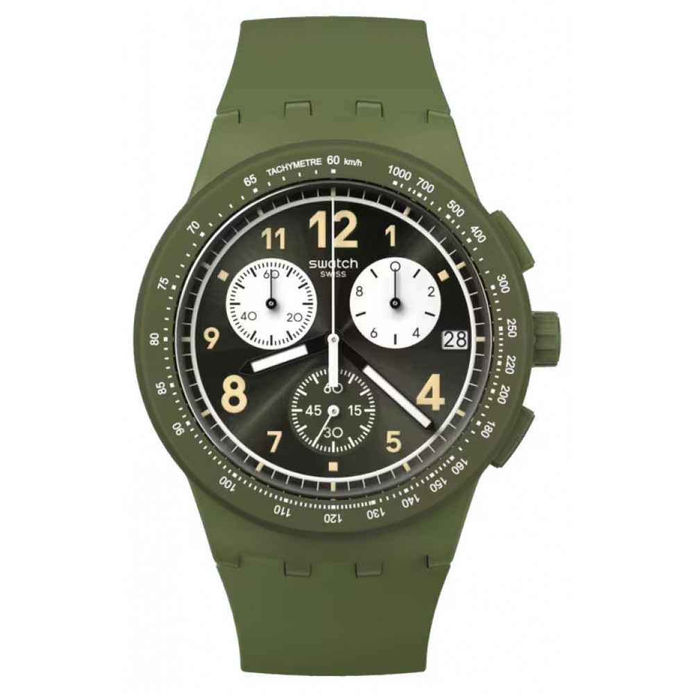 SWATCH NOTHING BASIC ABOUT GREEN Unisex Ρολόι Πράσινο Λουράκι Σιλικόνης SUSG406