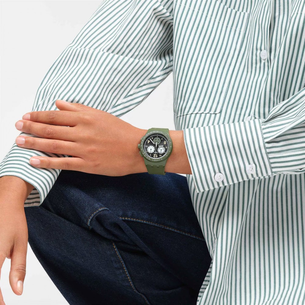SWATCH NOTHING BASIC ABOUT GREEN Unisex Ρολόι Πράσινο Λουράκι Σιλικόνης SUSG406