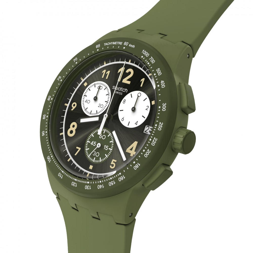 SWATCH NOTHING BASIC ABOUT GREEN Unisex Ρολόι Πράσινο Λουράκι Σιλικόνης SUSG406