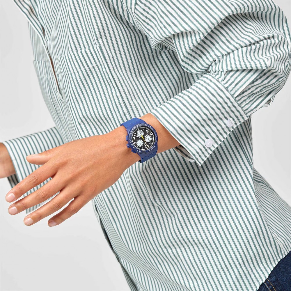 SWATCH NOTHING BASIC ABOUT BLUE Unisex Watch Blue Silicone Strap SUSN418