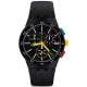 SWATCH BLACK-ONE Ρολόι Unisex Χρονογράφος Μαύρο Λουράκι Σιλικόνης SUSB416