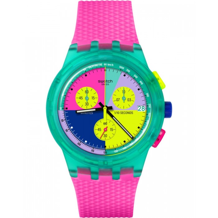 SWATCH NEON FLASH ARROW Unisex Ρολόι Ροζ Λουράκι Σιλικόνης SUSG408