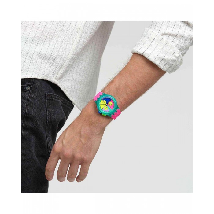 SWATCH NEON FLASH ARROW Unisex Ρολόι Ροζ Λουράκι Σιλικόνης SUSG408