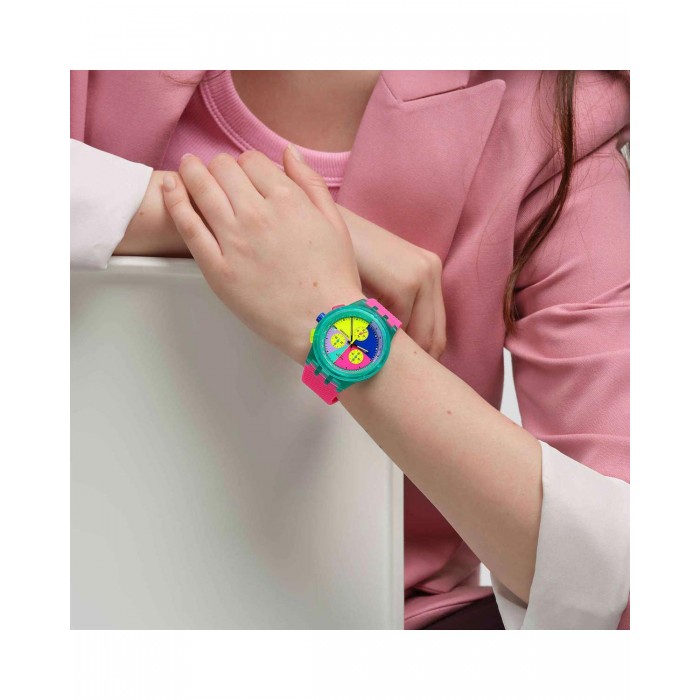 SWATCH NEON FLASH ARROW Unisex Ρολόι Ροζ Λουράκι Σιλικόνης SUSG408