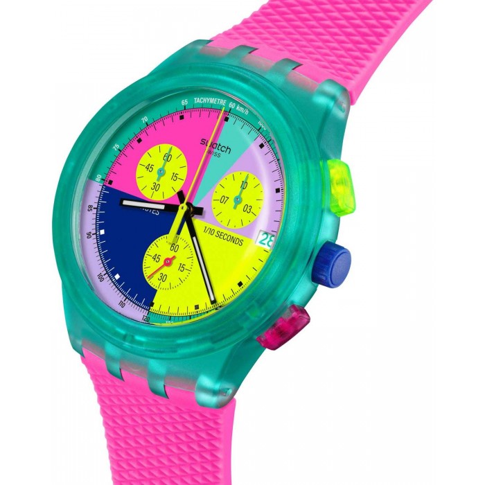 SWATCH NEON FLASH ARROW Unisex Ρολόι Ροζ Λουράκι Σιλικόνης SUSG408