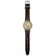 SWATCH GOLDEN RADIANCE Unisex Watch Brown Leather Strap SUSM100