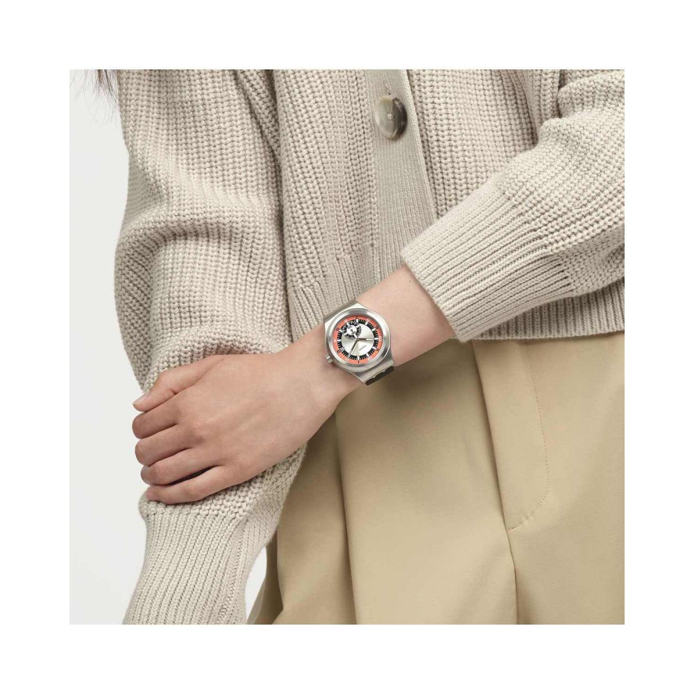  SWATCH CONFIDENCE 51 Automatic Ρολόι Ανδρικό Μαύρο Δερμάτινο Λουράκι SY23S413