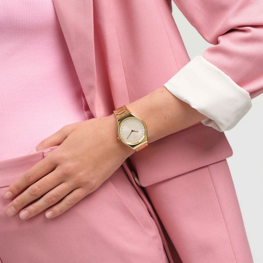 SWATCH BUBBLY AND BRIGHT Ρολόι Γυναικείο Επιχρυσωμένο Ανοξείδωτο Ατσάλι μπρασελέ SYXG126G