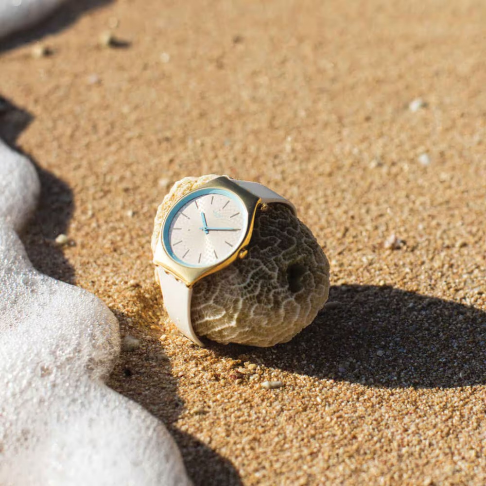 SWATCH COCO HO BLU Ρολόι Γυναικείο Λευκό Δερμάτινο λουράκι SYXG127