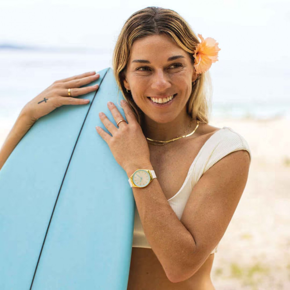 SWATCH COCO HO BLU Ρολόι Γυναικείο Λευκό Δερμάτινο λουράκι SYXG127
