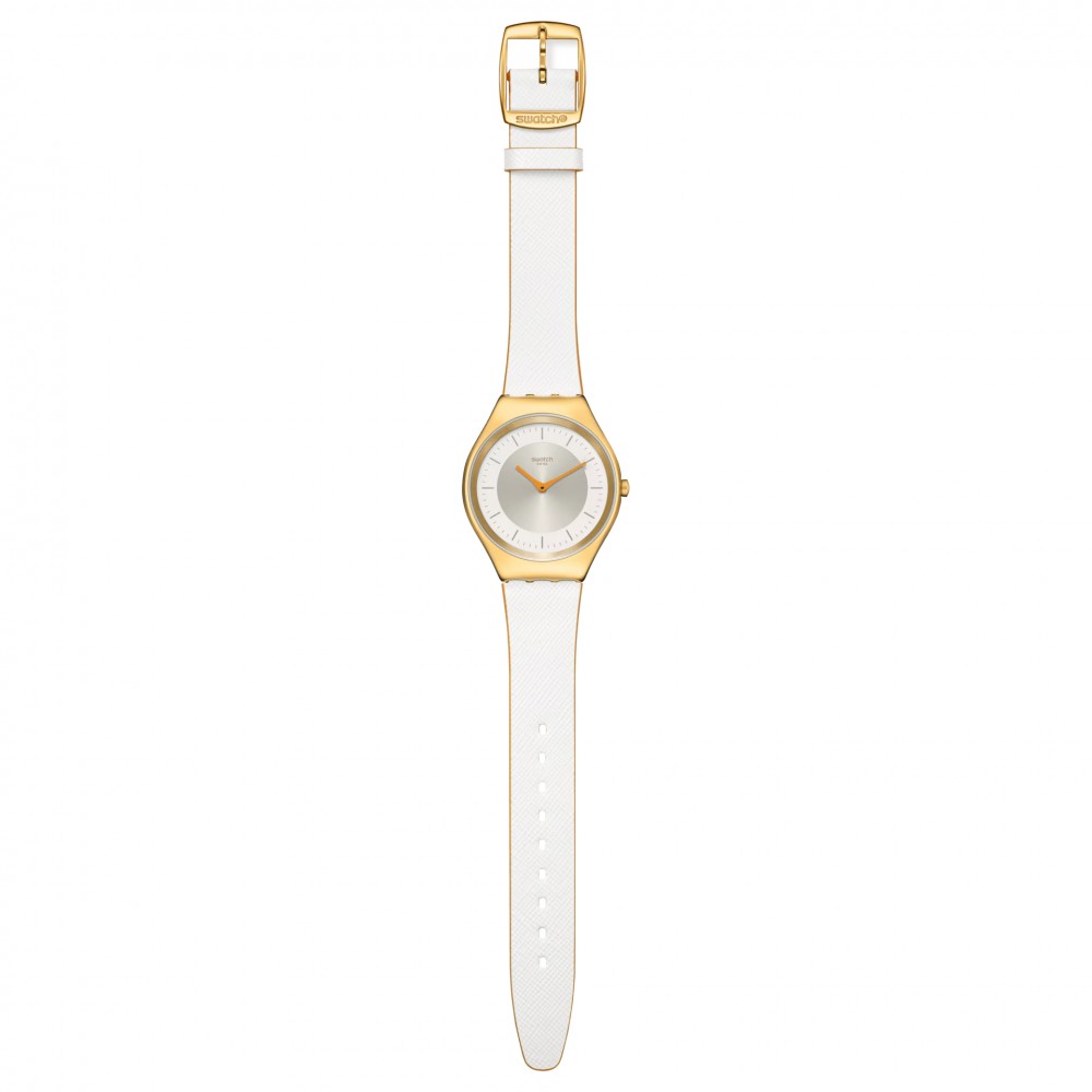 SWATCH PEARL GLEAM Ρολόι Γυναικείο Λευκό Δερμάτινο λουράκι SYXG128