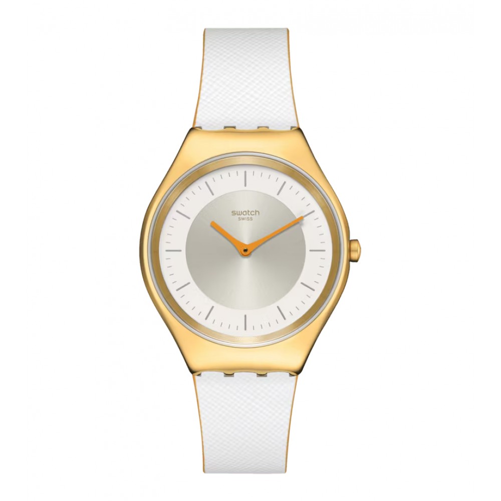 SWATCH PEARL GLEAM Ρολόι Γυναικείο Λευκό Δερμάτινο λουράκι SYXG128