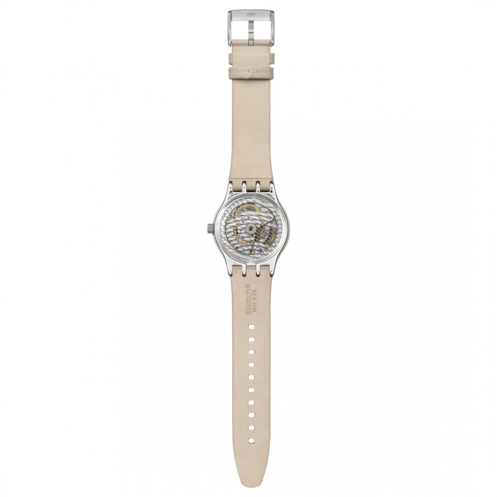  SWATCH MOCHA DREAM Automatic Ρολόι  Μπεζ Δερμάτινο Λουράκι YIS434