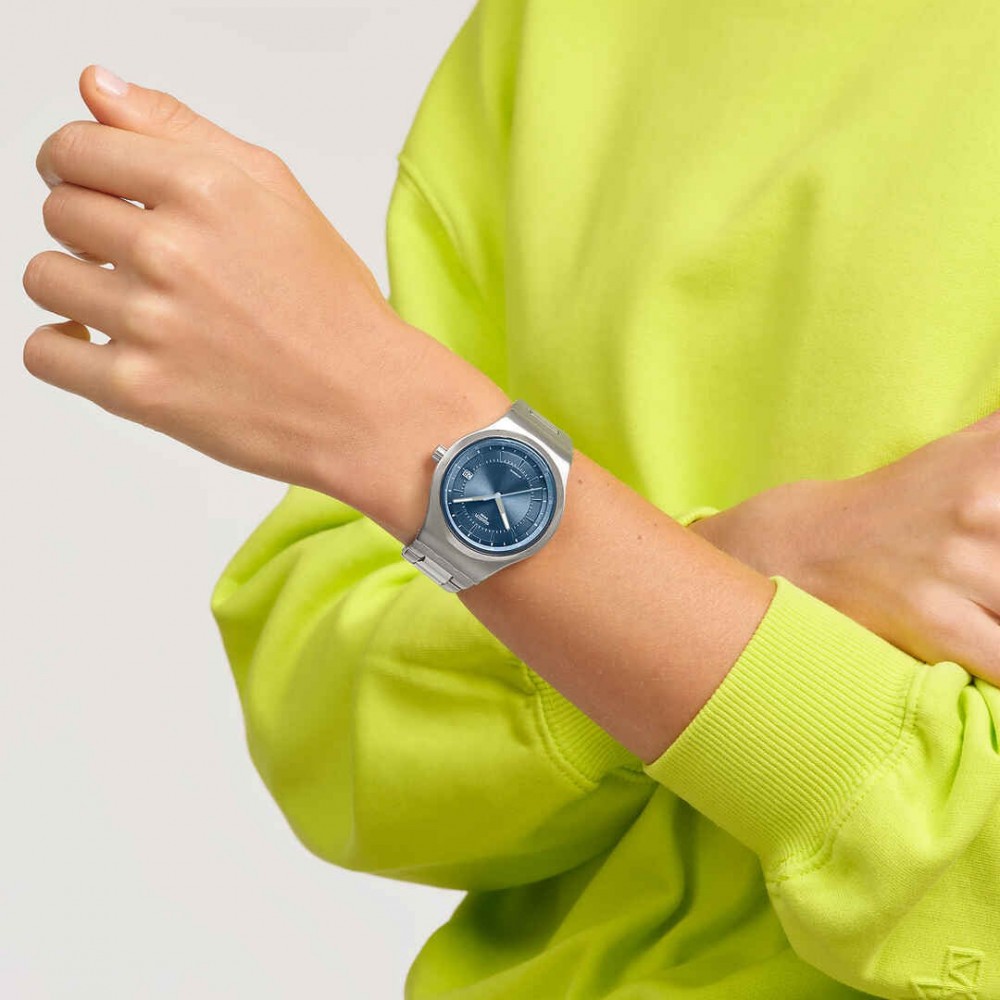  SWATCH SHIMMER AT DUSK Automatic Ρολόι Ασημί Ανοξείδωτο Ατσάλι μπρασελέ YIS435G