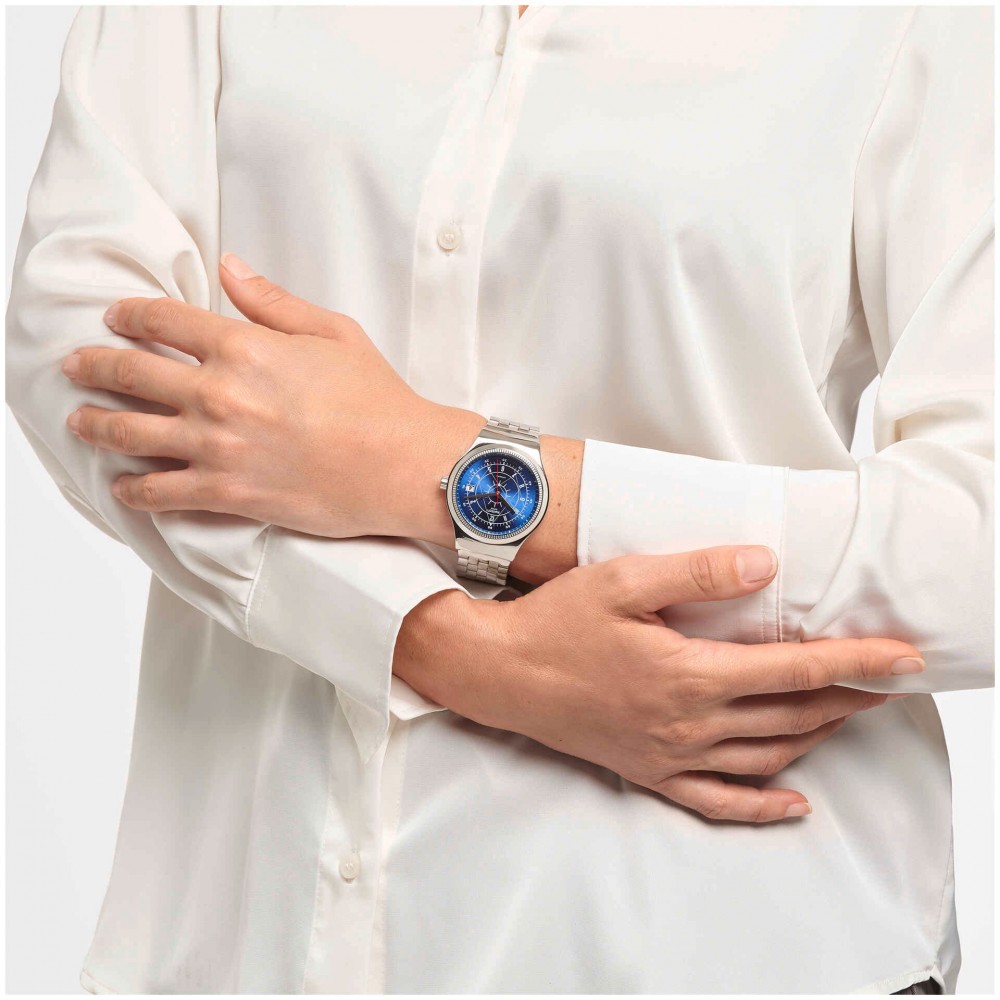  SWATCH SISTEM BOREAL Automatic Ρολόι Ανδρικό Ασημί Ανοξείδωτο Ατσάλι Μπρασελέ YIS401GC