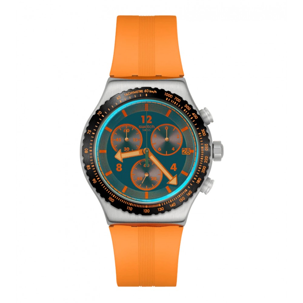 SWATCH TANGERINE TIGER Ρολόι Χρονογράφος Unisex Πορτοκαλί Καουτσούκ Λουράκι YVS529