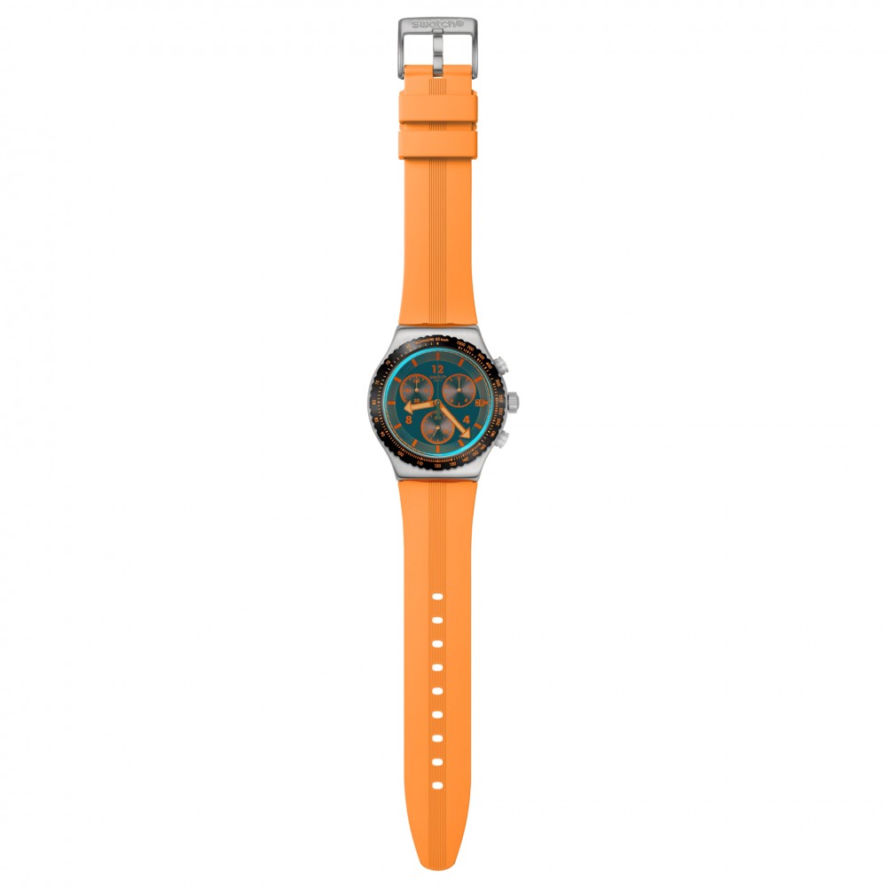 SWATCH TANGERINE TIGER Ρολόι Χρονογράφος Unisex Πορτοκαλί Καουτσούκ Λουράκι YVS529