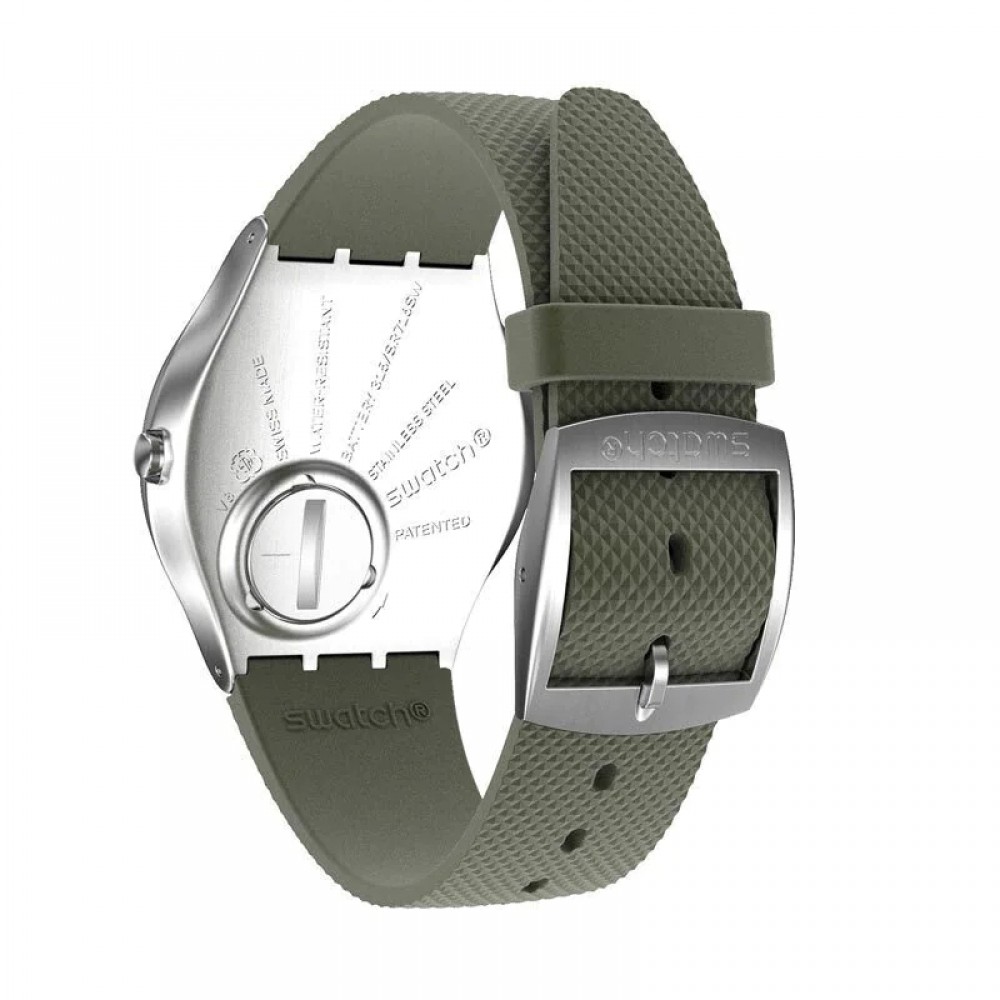 SWATCH SKINEARTH Χακί δερμάτινο λουρί SS07S103