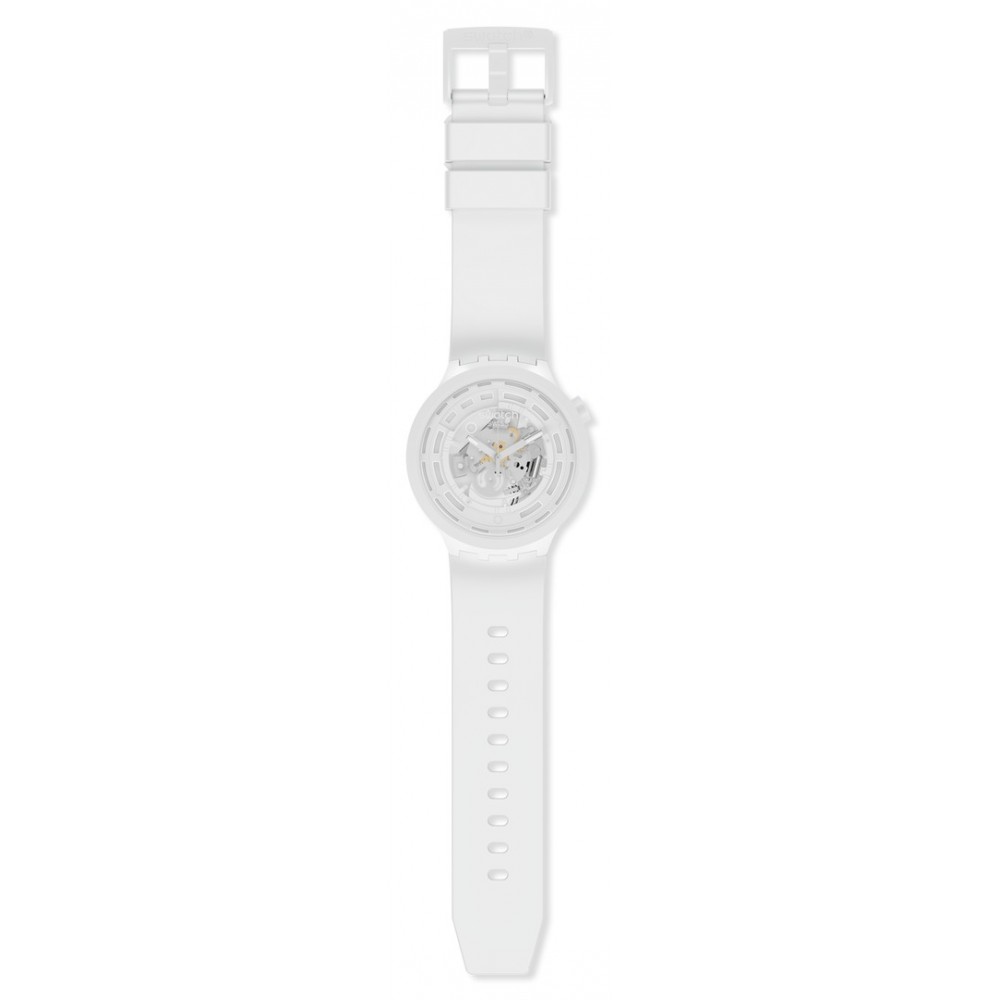 SWATCH BIG BOLD ΝΕΧΤ C-WHITE Ρολόι Λευκό Πλαστικό Λουράκι βιολογικής προέλευσης SB03W100