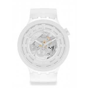 SWATCH BIG BOLD ΝΕΧΤ C-WHITE Ρολόι Λευκό Πλαστικό Λουράκι βιολογικής προέλευσης SB03W100