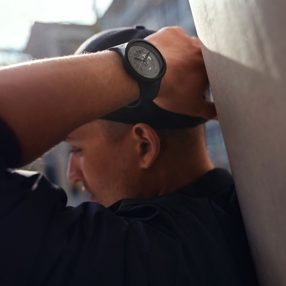 SWATCH BIG BOLD C-BLACK Ρολόι Μαύρο Πλαστικό Λουράκι βιολογικής προέλευσης SB03B100