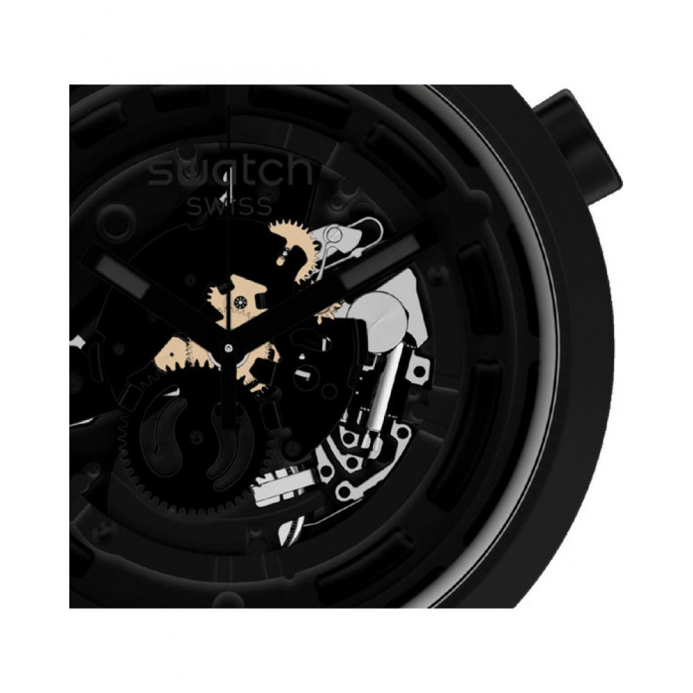 SWATCH BIG BOLD C-BLACK Ρολόι Μαύρο Πλαστικό Λουράκι βιολογικής προέλευσης SB03B100