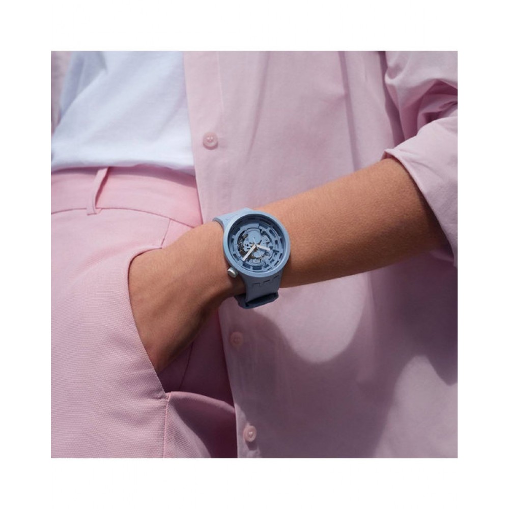 SWATCH BIG BOLD C-BLUE Ρολόι Μπλε Πλαστικό Λουράκι βιολογικής προέλευσης SB03N100